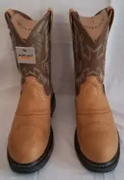Men's 10 Ariat WorkHog Comp roper toe pull on western cowboy work boots 10001191