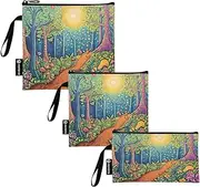 RPLIFE Colorful Towering Trees Snack Bags and Sandwich Bag Reusable Washable Food Storage Pouch with Zipper for Students (Set of 3: S/M/L)