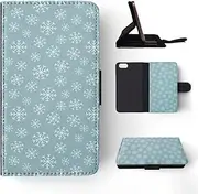 Winter Snow Flake Pattern #1 FLIP Wallet Phone CASE Cover for Apple iPhone 5 | iPhone 5S | iPhone SE (2016)