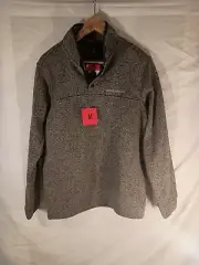 Eddie Bauer Mens Radiator Fleece Pullover 1/4 Snap Front Sweater Charoal Medium