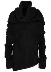 A.W.A.K.E Mode Draped Ribbed Wool-blend Jumper - Black - S (UK8-10 / S) S (UK8-10 / S)