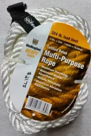 Wellington 16358 3/8" x 50', White Mildew Resistant Rope