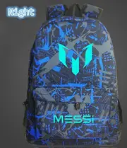 School Shoulders Soccer Bags Messi Logo Printing Luminous Backpacks For Children Kids Travel Mochila Multicolor