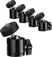 Mini Tripod Head, 5 Pieces 360 Degree Rotating Ball Head, Ball Head Tripod with 1/4 Universal Interface, Suitable for Tripods, Monopods, Cameras