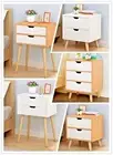 Bedside Table Drawers Nightstand Unit Cabinet Storage Bedside Table MDF Board