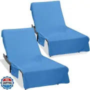 Ruikyhom Lounge Chair Towel Cover (Pack of 2), Beach Chair Cover with Pockets