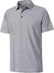 [DEVOROPA] Boys Golf Polo Shirts Short Sleeve Striped Performance Moisture Wicking Dry Fit Sports Athletic Tops for Youth Kids