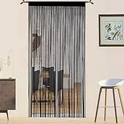QiBoYuYe Door Curtains Fly Screen Curtain For Window String Flies Doors Decorations Room Dividers Doorways Panel Bedroom Living Closet Door Drapes (Black 90x200cm)