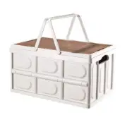 NNEAGS 30L White Car & Camping Foldable Storage Box Crate Stackable Container wi