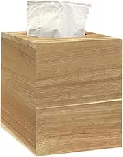 Tissue Box Cover Square, Acacia Wood Tissue Box Holder for Bedroom, Dinner Table, Office, Cube Tissue Box Cover with Slide-Out Bottom for Modern Farmhouse Decor