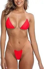 SHERRYLO Thong Bikini Clear Straps Cheeky Brazilian Micro Thongs Bikinis Swimsuit for Women Sexy No Tan Line Bathing Suit