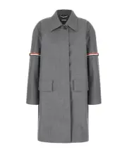 Thom Browne RWB-Stripe Drop Shoulder Twill Coat IT40,IT42 grey