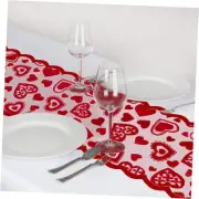13 x 72 Inch Red Lace Table Runner for Valentines Day Decor, Valentine Lace