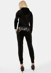 [JUICY COUTURE] Liquorice Big Bling Velour Joggers