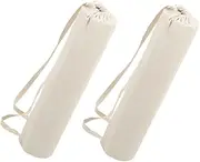 BESPORTBLE Canvas Yoga Tote Bag 2 Pcs Drawstring Design Yoga Mat Storage Bag Ample Space for Mats Blocks More Comfortable Dual Straps Stylish