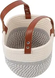 MOLUCKFU Woven Storage Basket Small Basket Handle Cotton Rope Basket Bin for Home Organization