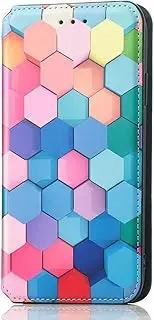 [YBROY] Case for Nokia XR21, Magnetic Flip Leather Premium Wallet Phone Case, with Card Slot and Folding Stand, Case Cover for Nokia XR21.(Colored Squares)