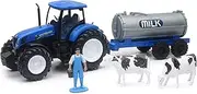 New Ray New Holland T7.270 Tractor + Milk Butt with 1 Character and 2 Cows 05523 A Green