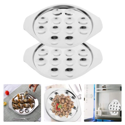 2 Pcs Stainless Steel Snail Pan Escargo Baking Pans Escargot Platter