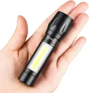 Rechargeable LED Mini Flashlight, USB Compact Torch with Side Lantern, Bright