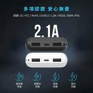 SP廣穎 C100口袋型行動電源 10000mAh雙輸出 黑/白 2.1A 雙USB孔【金興發】