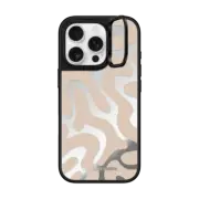 iPhone 16 Pro Mirror Ring Stand Case MagSafe Compatible Tan Abstract Shapes by Corey Paige Designs