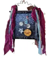Bicycling Over The Moon Just Say Yes! Go For your Dreams! Laughing Moon Face ART
