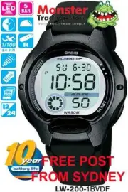 CASIO WATCH LW-200-1B LW200 LW-200-1 RP$69.95 12-MONTH WARANTY