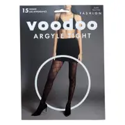Womens Voodoo 15 Denier Argyle Tights Hosiery Black Stockings