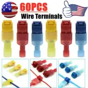 60pcs Insulated T-Taps Quick Splice Crimp Terminals Electrical Wire Connector