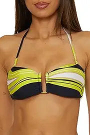 [Trina Turk] Women's Serena Bandeau Bikini Top, Adjustable, Tie Back, Swimwear