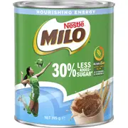 Milo 30% Less Added Sugar Chocolate Drinking Powder Hot or Cold 395g