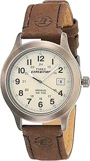 [Timex] Men's Expedition Metal Field Watch, Brown/White/Red, Analog Watch,Quartz Watch,Quartz Movement