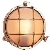 Eden Cast Bunker Light, Brass &amp; Sandblasted Glass