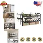 Adjustable Tiered Kitchen Shelf Organizer with 4 Panels - Multi-Purpose Storage