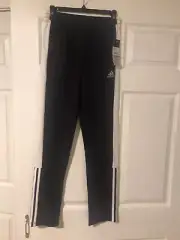 Adidas Athletic Pants Black White Climalite Sz XL 14-16 Zipper Leg