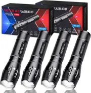 RECHOO Tactical Flashlights 4 Pack, Bright Zoomable LED Flashlights with High Lu