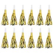 12PcS Metallic Fringed Party Noise Maker Blowouts Whistle Gold Black