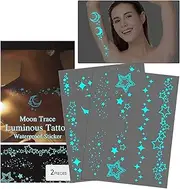 Glow in The Dark Stickers | Glitter Makeup Stickers | Gentle Cosmetic Patches Facial Decor for Shoulders Ankles Girl Women Stage Performance Parties