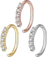 [Zeayebsr] 3pcs Belly Button Rings for Women 925 Sterling Silver Hypoallergenic Clicker Belly Button Ring Cubic Zirconia Paved Hoop Earrings Belly Button Piercing Body Piercing Jewellery, Belly Button