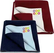 BeyBee® Baby Bed Protector Waterproof Dry Sheet for New Born Babies (Small Combo, Dark Blue + Maroon)
