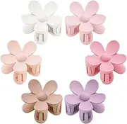 Flower Hair Clips 6 PCS Flower Claw Clips Daisy Clips for Women Matte Large Claw Clips Strong Hold Jaw Clamps Hair Accessories for Thick Hair 6 Colors
