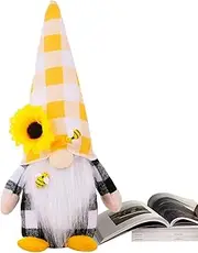 Bumble Bee Gnomes Plush - Sunflower Bumble Bee Gnome Plush - Spring Bee Decor, Honeybee Gnomes Plush Tomte Elf World Bee Day Decor, Swedish Dwarf Bee Gnome for Table Shelf Tiered Tray Decor Wynott