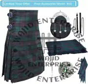 Brown Watch Tartan Handmade 8 Yard KILT - Scottish Men's 6 PCS Kilt Sporran Deal