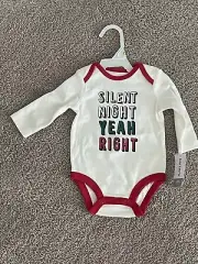 Carter's Unisex Baby Silent Night Yeah Right Holiday Christmas Bodysuit White 3M