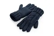 Beechfield Unisex Cable Knit Melange Gloves (Navy) (L/XL)