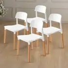 4 Set White Retro Belloch Stackable Dining Cafe Chair