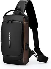 [Generic] Fashion New Carbon Fiber Streamline Anti-Theft Sling Bag, Waterproof Cross Chest Bag for Men, for Sports Travel