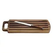 2pc Laguiole Silhouette Acacia Serving Bread Board/Stainless Steel Knife Wooden