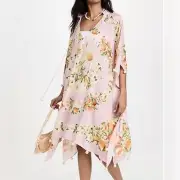 FARM Rio NWT Tangerine Dream Cover-Up Dress Floral Pink Orange Pom Pom Size L/XL